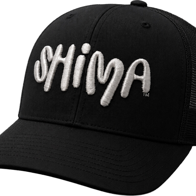 SHIMA black trucker cap with white logo embroidery