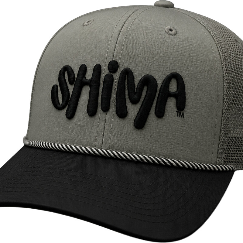 SHIMA grey and black trucker cap with rope detail